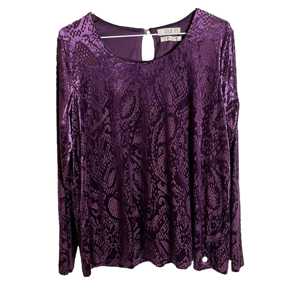 Purple Velvet Feel Blouse L Dark Academia Whimsigoth Sheer Boho Top